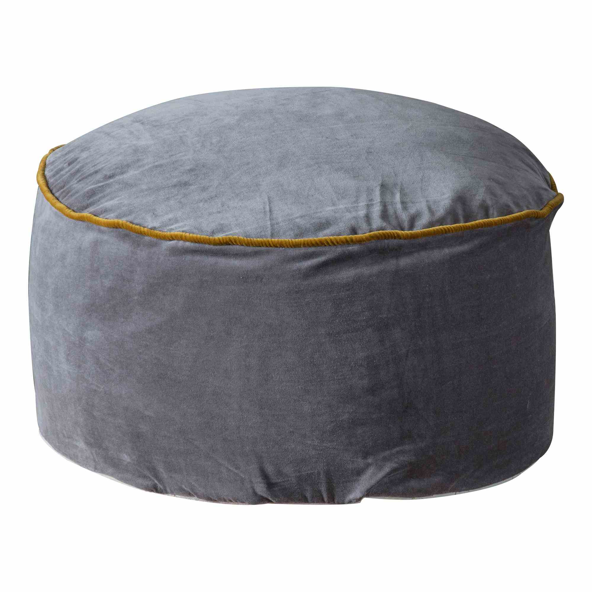 Lille Pouffe Velvet Footstool In Grey By Luxe Tapi